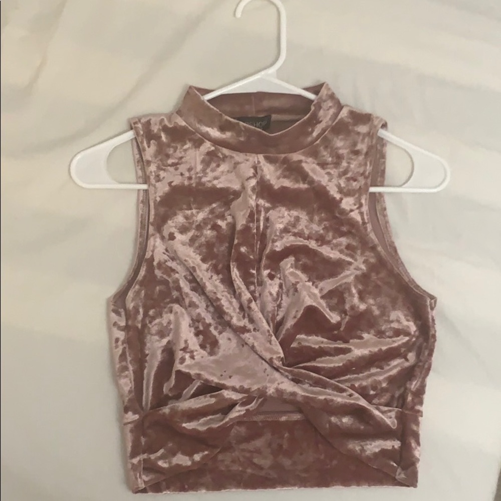 Topshop pink velvet crop top size 4